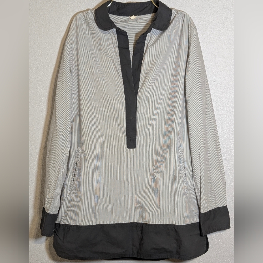 ⚓ J.Crew Striped Popover Tunic Blouse with Colorblock Trim - Size XS Vintage